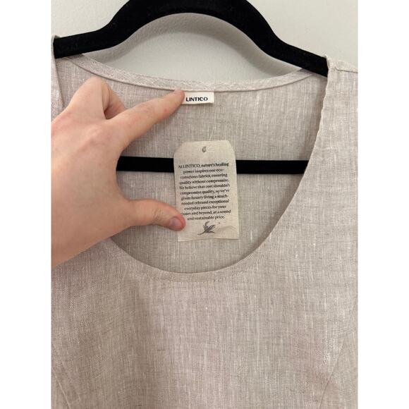 NWT Lintco Minimalist Capsule Lagenlook 100% Linen Beige Swing Tank Dress S/M - Picture 12 of 16